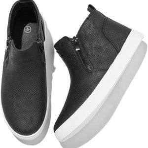 Adokoo Womens High Top Sneakers Fashion PU Leather Sneaker Ankle Booties